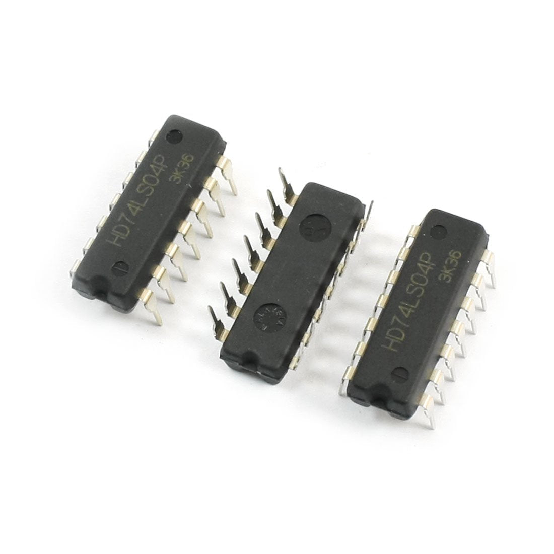 a14060600ux0517 3 Piece 74LS04 14-Pin Dual Row DIP Through Hole Hex Inverter IC Chip, 0.35" Width, 0.79" Length