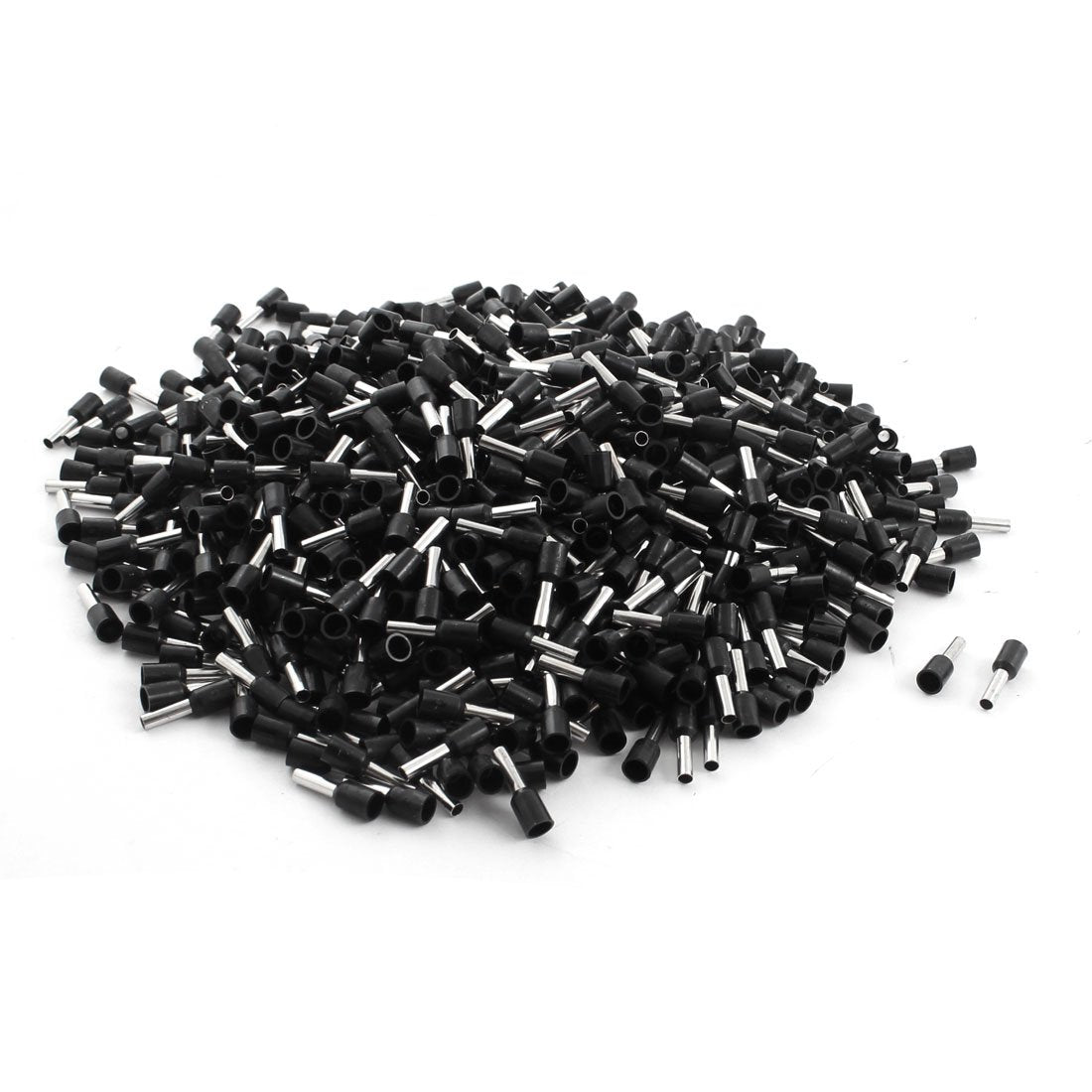 E2508 14AWG Tube Type Insulated Cable Ends Connectors with 1000 Piece, Black