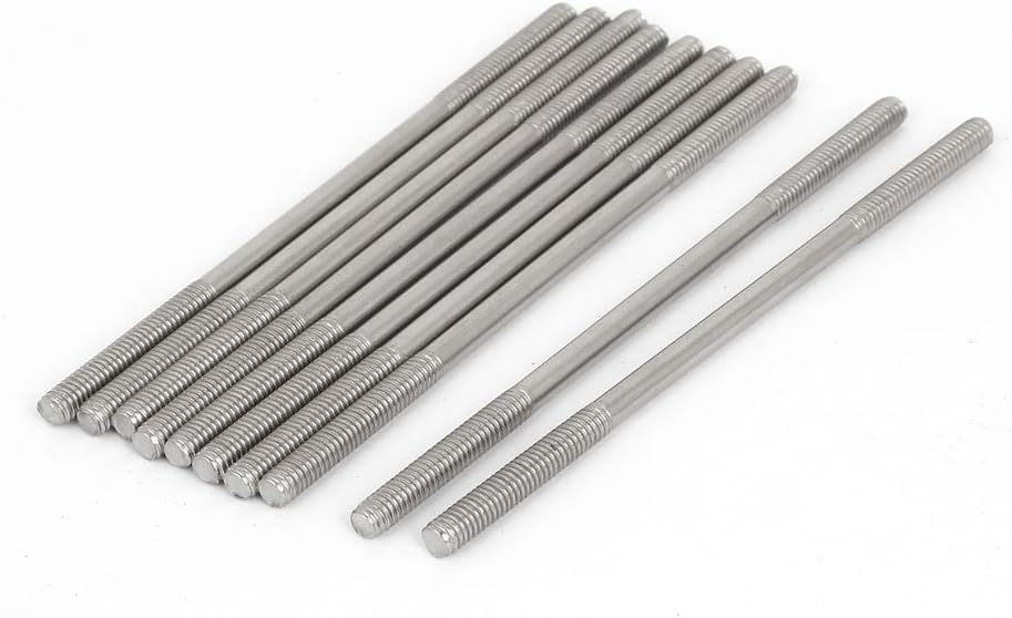 M4x90mm 304 Stainless Steel Double End Threaded Stud Screw Bolt 10pcs