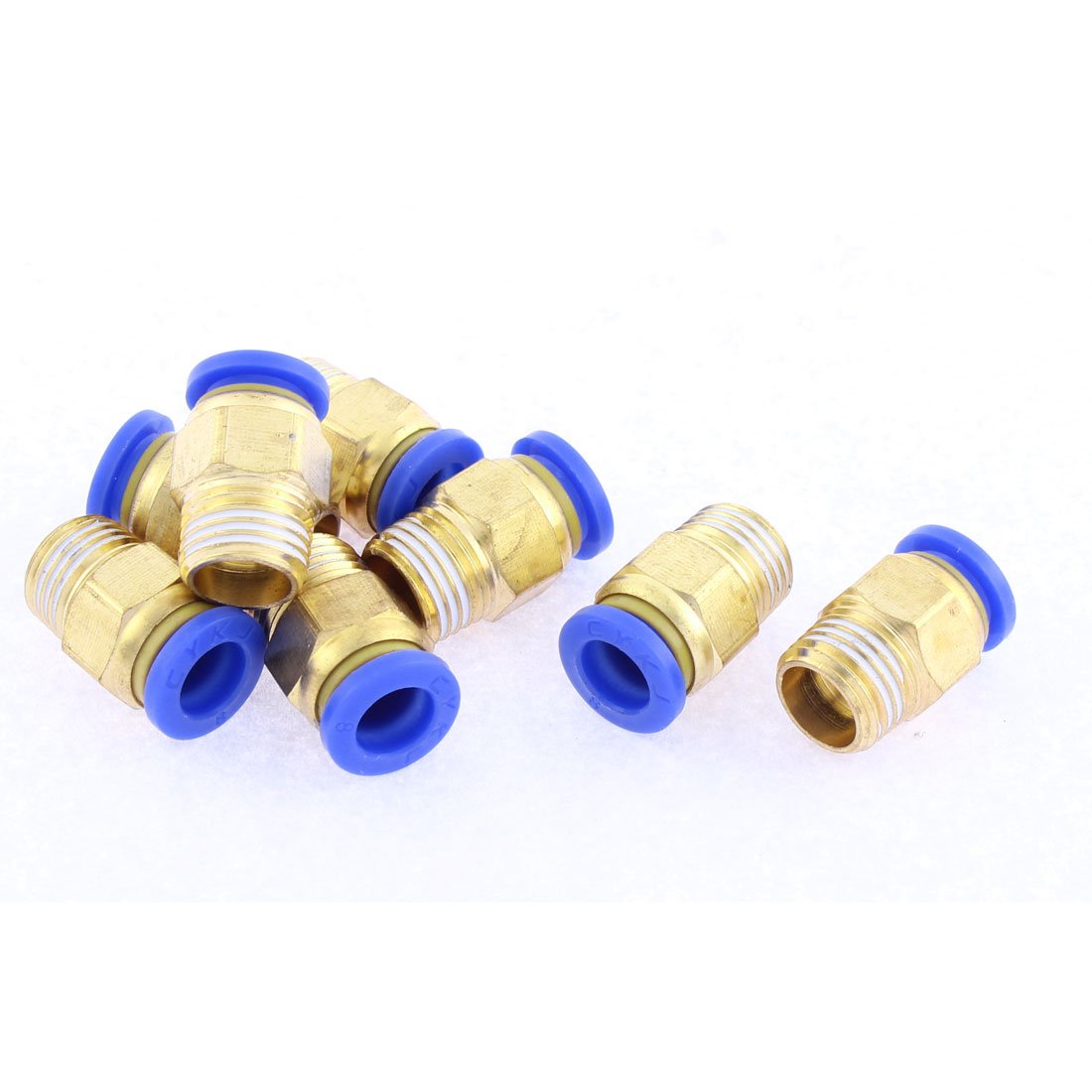 a15092100ux0869 8 mm Tube to 1/4BSP Thread Push in Quick Connect Coupler Fittings, 8 Piece, Metal, 0.3"