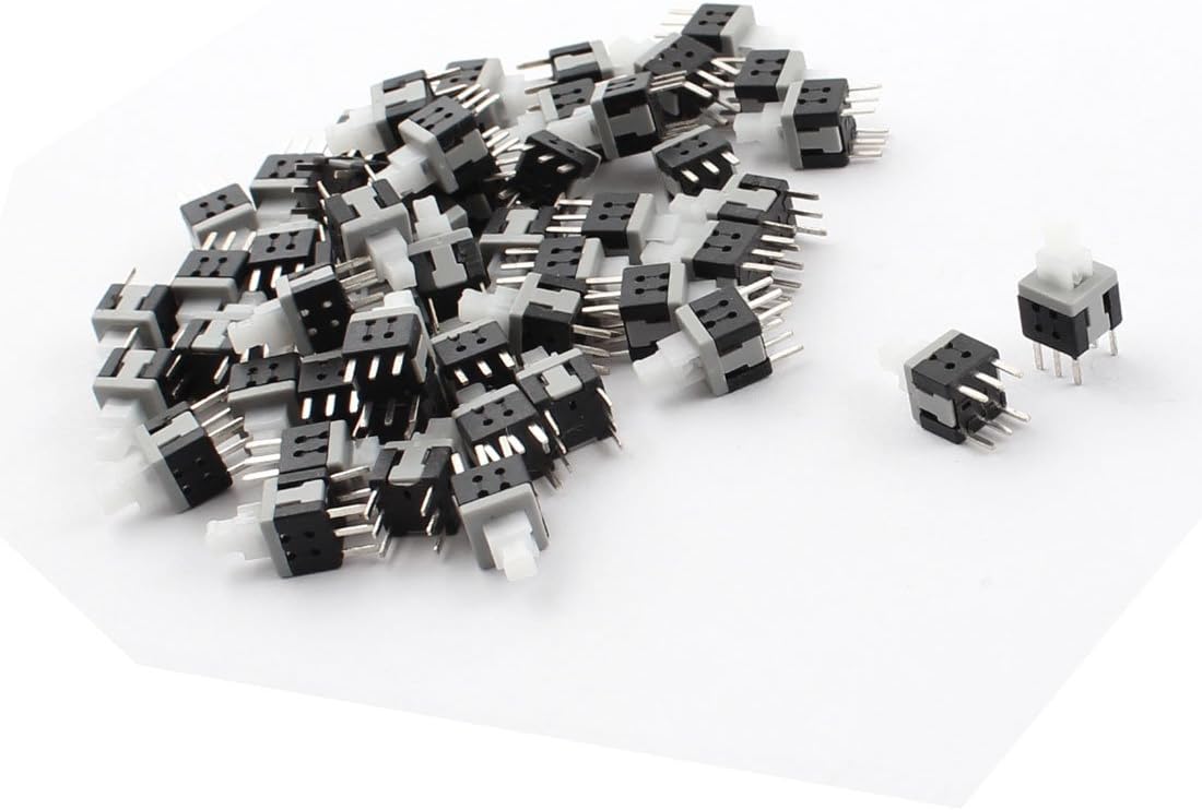 50pcs 6 Pins Locking Tactile White Push Button Switches 10x5.8x5.8mm
