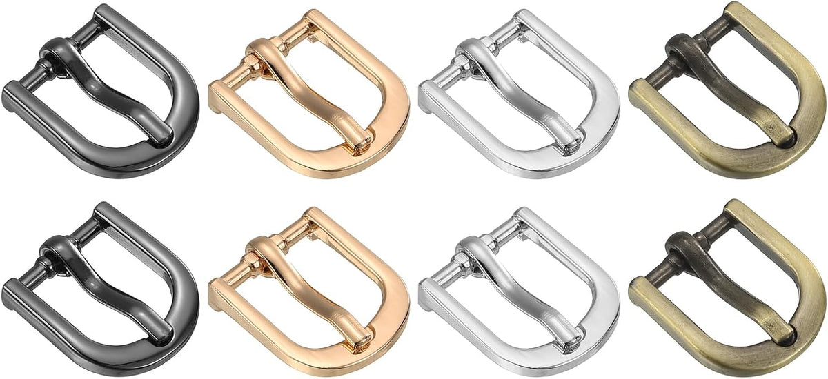 8Pcs Metal Roller Buckles, 13mm - 0.51" Rectangle Single Prong Belt Buckle Center Bar Replacement Buckles for Belt Leather Jeans Accessories (4Colors, 20mm)