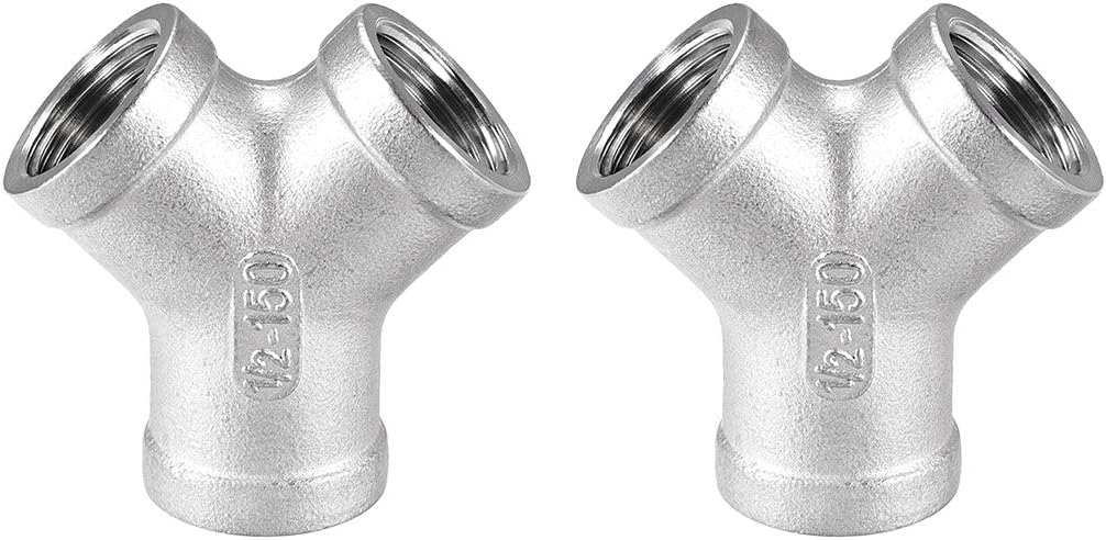 Stainless Steel 304 Cast Pipe Fitting 1/2 BSPT Female Class 150 Y Shaped Connector Coupler 2pcs