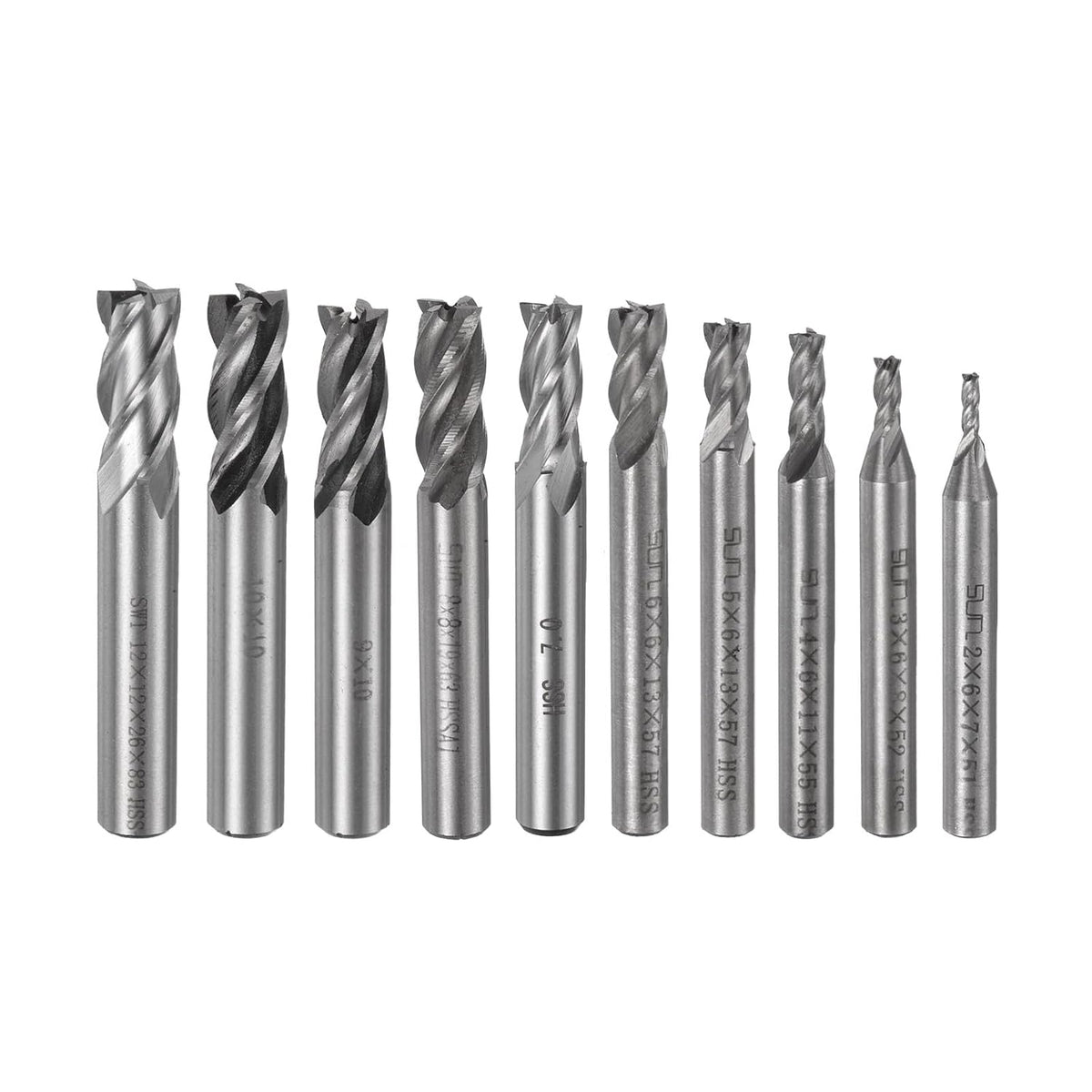 Carbide End Mills Sets 4-Flute 2mm 3mm 4mm 5mm 6mm 7mm 8mm 9mm 10mm 12mm High-Speed Steel CNC Milling Cutter Bits Tool for Aluminum Steel Cutting Metalworking