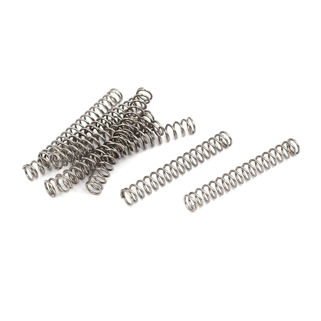 Compression Spring,304 Stainless Steel,4mm OD,0.5mm Wire Size,30mm Free Length,Silver Tone,10Pcs