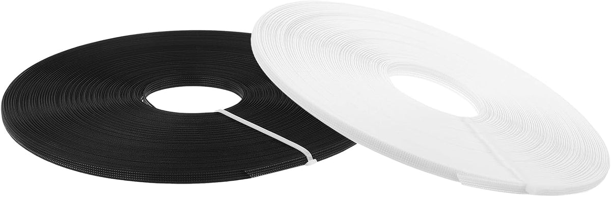 Boning for Sewing, 2Pcs 100 Yards 6mm - Polyester Sew-Through Low-Density Corset Boning for Wedding Dress, Bridal Gown (Black+White)