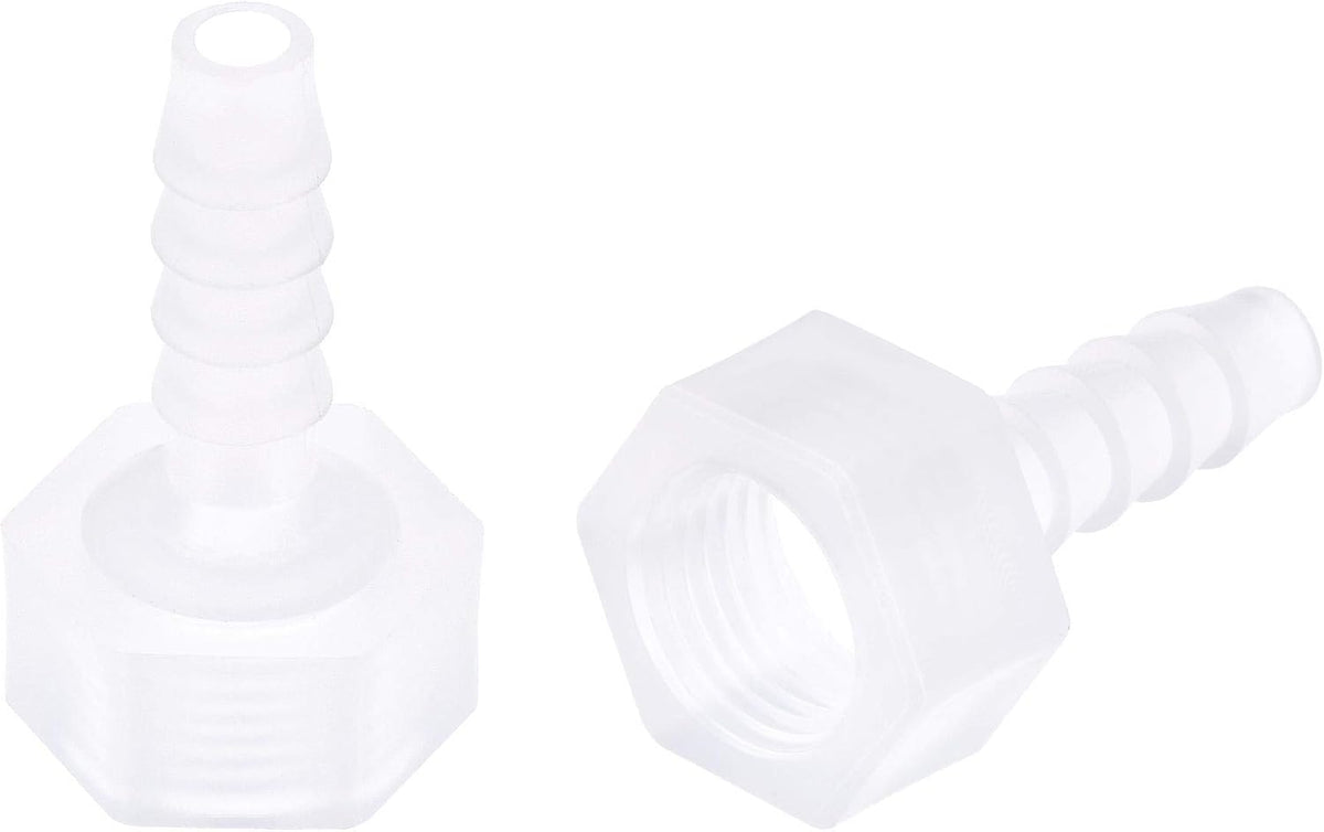 Polypropylene Hose Barb Fitting Coupler, 6mm Barb x G1/4 Female Thread Pipe Adapter, Translucent 2Pcs