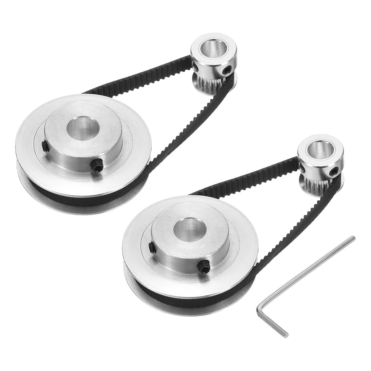 2 Set GT-2 Synchronous Wheel 20&60 Teeth 8&10mm Bore, Aluminum Alloy Timing Pulley Wheel with 2Pcs Length 200mm, Width 6mm Belt for 3D Printer, CNC Machine (20-60T-8&10B-6)