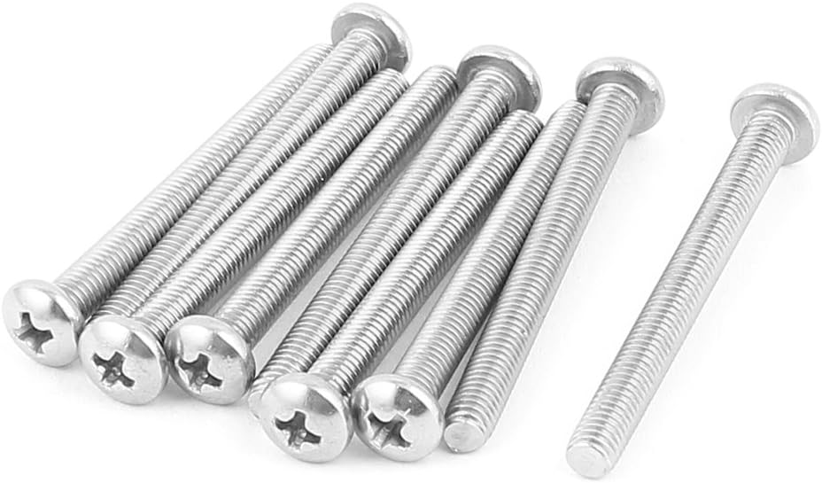 M5 x 50mm Threaded Phillips Round Head Machine Screws Bolts 10pcs