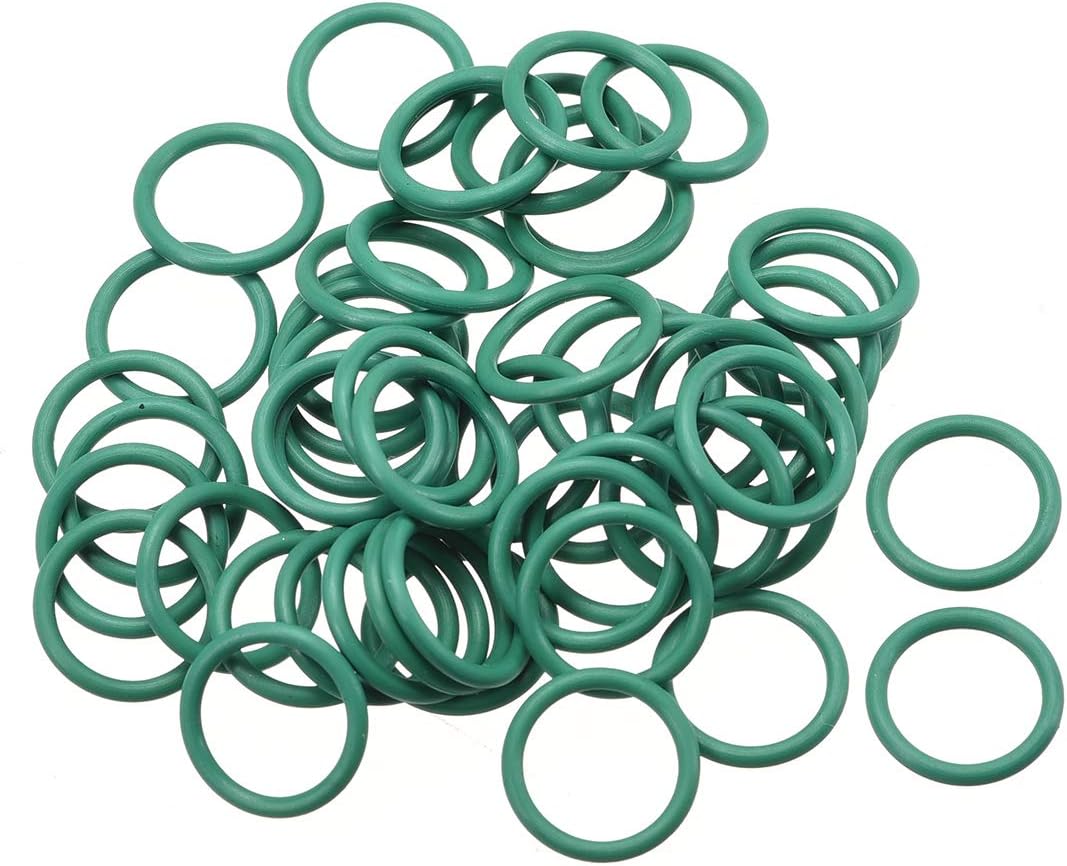 Fluorine Rubber O-Rings, 13mm OD 10mm ID 1.5mm Width FKM Seal Gasket for Machinery Plumbing, Green, Pack of 50