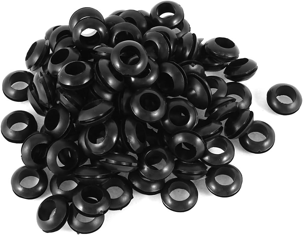 100pcs Black Rubber Wiring Grommets Ring Cable Protector 10mm x 17mm