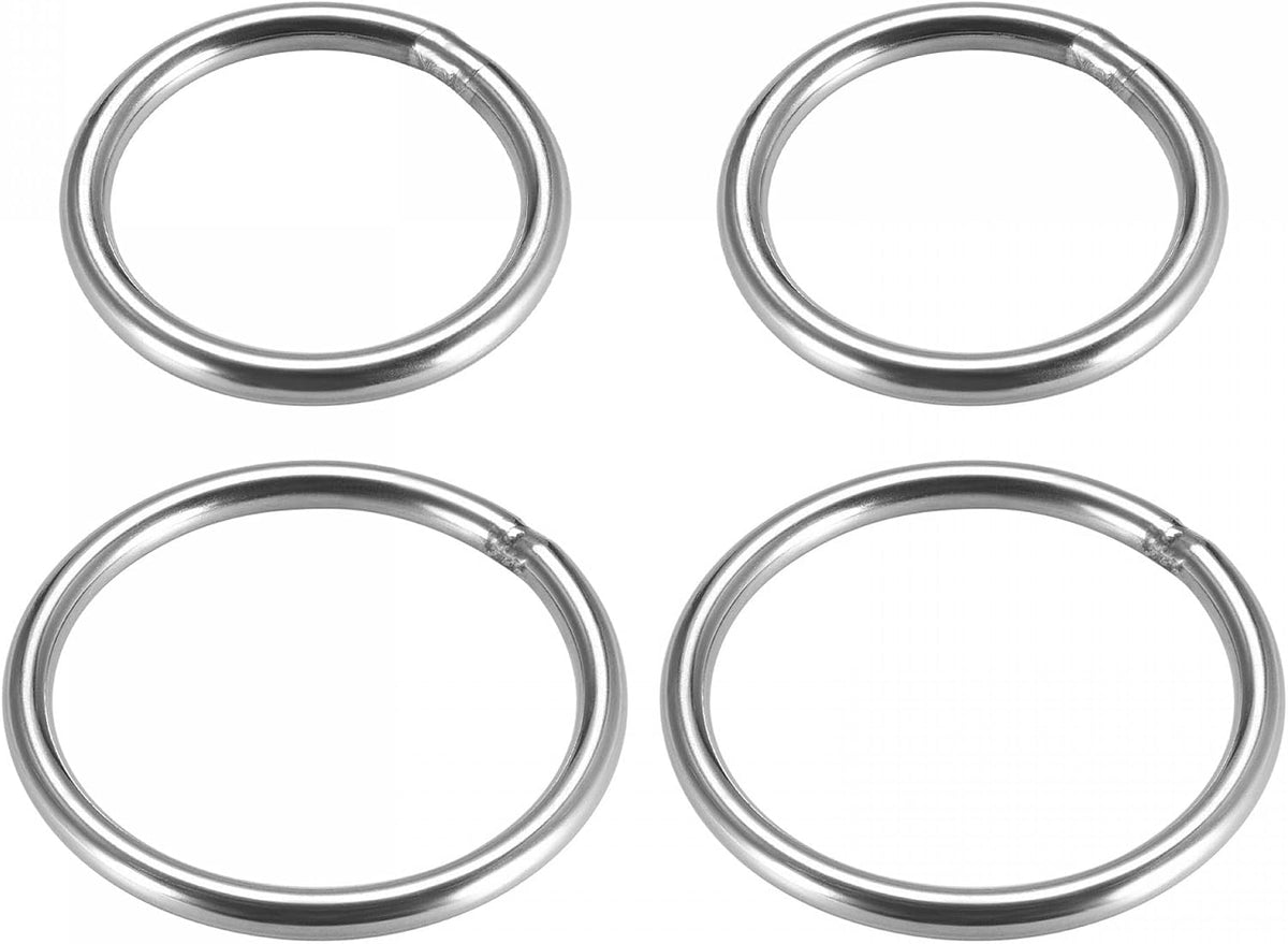50mm 60mm OD 201 Stainless Steel O Ring Strapping Welded Round Rings 4pcs