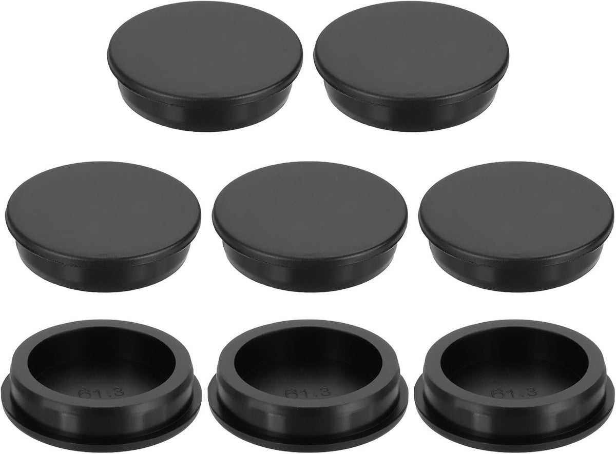 4Pcs Silicone Hole Plug 61.3mm, Black High Temp T Type Rubber Stoppers for 60-61mm Hole, Waterproof Button Hole End Covers for Powder Coating, Sealing Plugs, Pipe Holes
