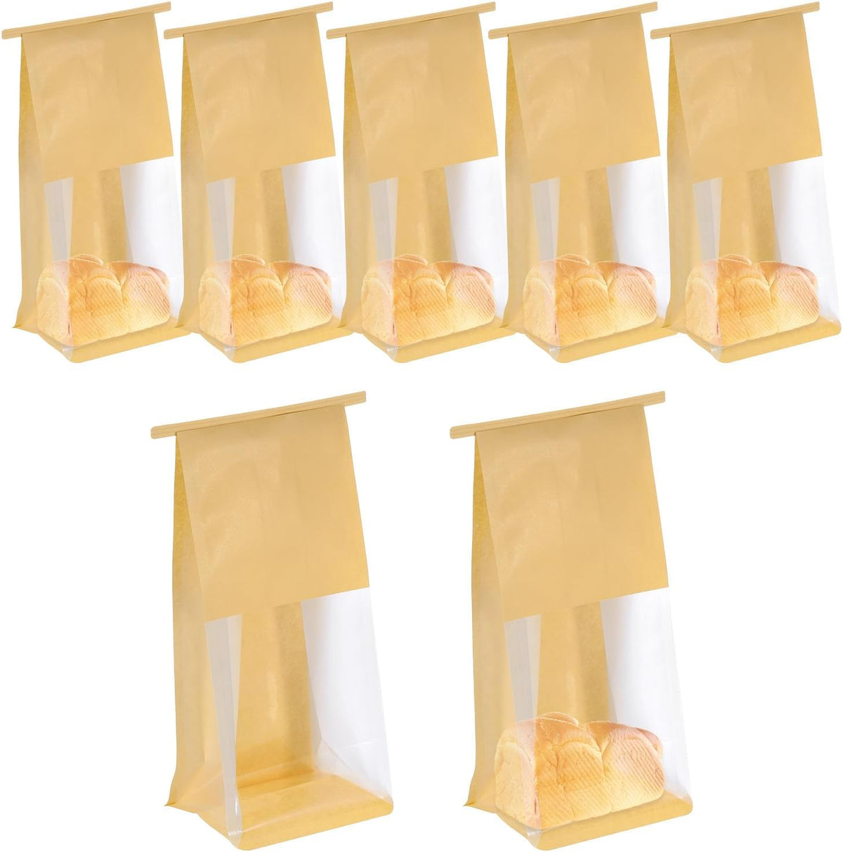 50Pcs Reusable Brown Kraft Bread Bags, 5.1x3.9x11 Inch Plastic Bags with Iron Tie Tab Lock, Ideal for Homemade Bread, Sandwiches, Cookies, and Snacks