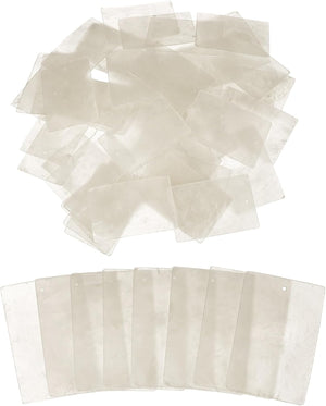 50 Pcs Capiz Shells, 40 mm x 60 mm Natural White Square Mica Sheets Single Hole for DIY Craft Making Wind Chimes Home Decoration Wedding Decorations