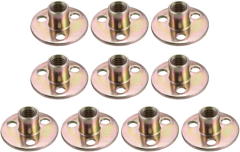 3/8"x36x2.5mm Brad Hole Tee Nut Carbon Steel T-Nuts Furniture Hardware Flange Insert Female Thread 10pcs
