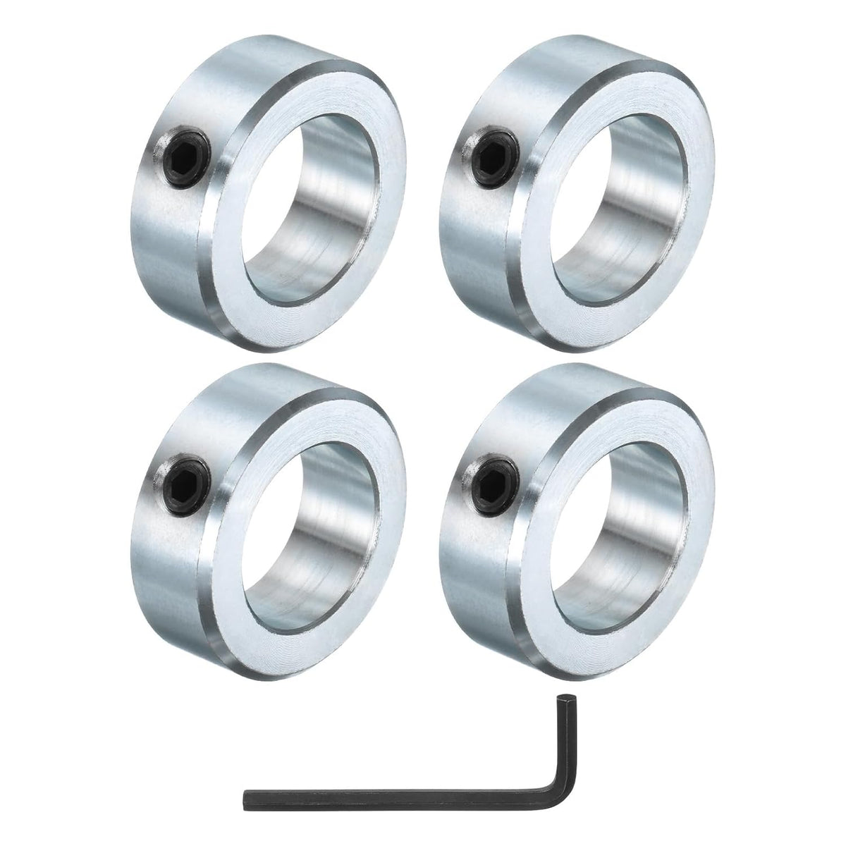 4pcs Set Screw Shaft Collars 1-1/4" Bore Zinc Plated Steel Shaft Collars, 2" OD, 11/16" Width Axle Collar Clamp with Hex Wrench