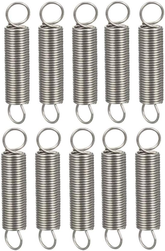 Extended Tension Spring Wire Diameter 0.016", OD 0.16", Free Length 0.79" Stainless Steel Small Dual Hook Tension Spring for Machinery Construction Industrial 10pcs