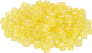 50Pcs Mini Dice, 5mm/0.2" Acrylic Tiny Six Side Game Dot Square Dice Bulk for Table Board Game Party Activities, Clear Yellow/White