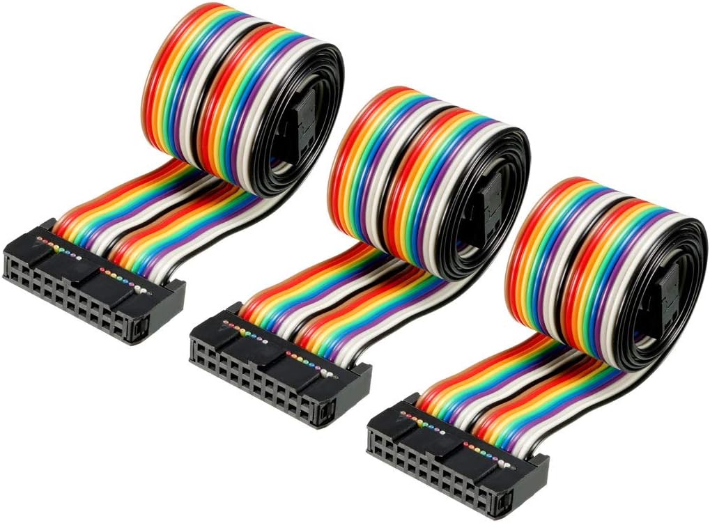 IDC Rainbow Wire Flat Ribbon Cable 20 Pins 48cm Length 2.54mm Pitch 3pcs Type-B