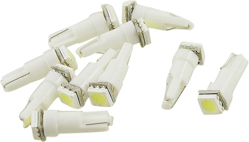 10pcs T5 Wedge 1-LED 5050 Surface Mount Device Dashboard Instrument Panel Light for Automotive