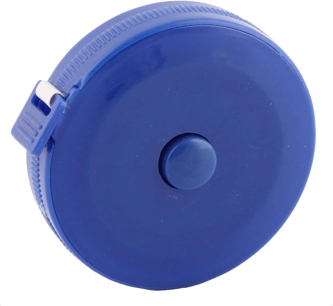 LinkMejor Plastic Shell Press Button Retractable Tape Measurement Tool 150cm 60 Inch Blue