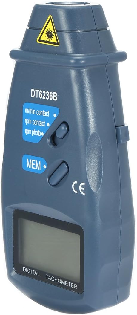 DT-6236B 2 in 1 Digital Tachometer Contact/Non-Contact Photo Tachometer RPM Tach Meter | 2.5-99999 RPM Accuracy with Linear and Rotation Speed Measurement Wheels