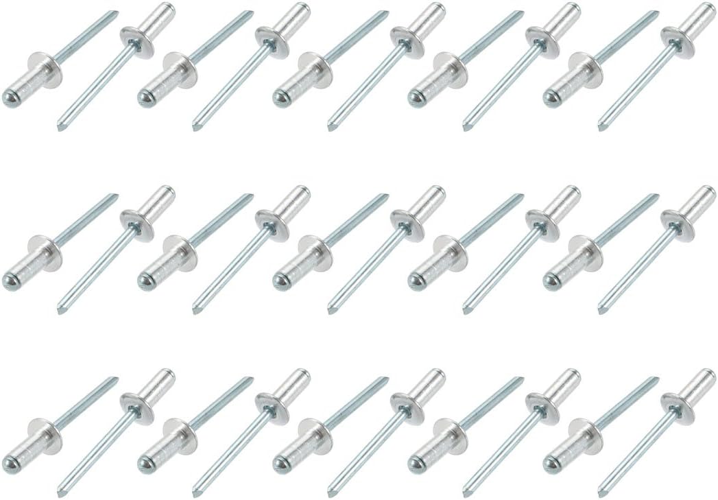 30 Pcs 6mm x 14mm Aluminum/Steel Open End Blind Rivets