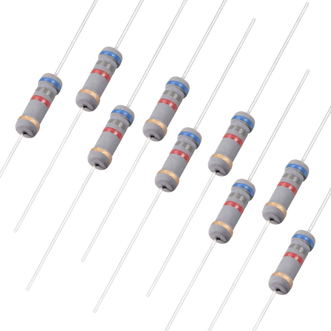 100Pcs 6.8K Ohm Resistor, 1W 5% Tolerance Carbon Film Resistors, 4 Bands for DIY Electronic Projects and Experiments