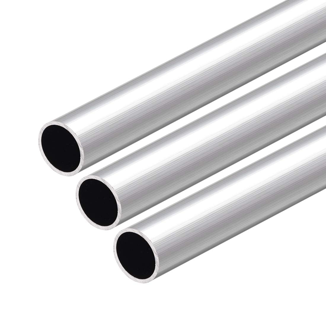 6063 Aluminum Round Tube, 300mm Length 20mm OD 17mm Inner Dia Seamless Aluminum Straight Tubing 3 Pcs