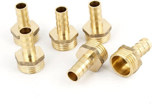 6pcs 20mm Male Thread 10mm Hose Barb Brass Fitting Quick Joint Coupler