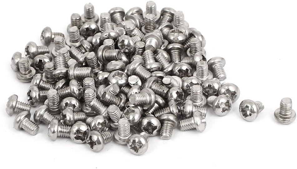 M3x4mm Stainless Steel Phillips Round Pan Head Machine Screws 100pcs