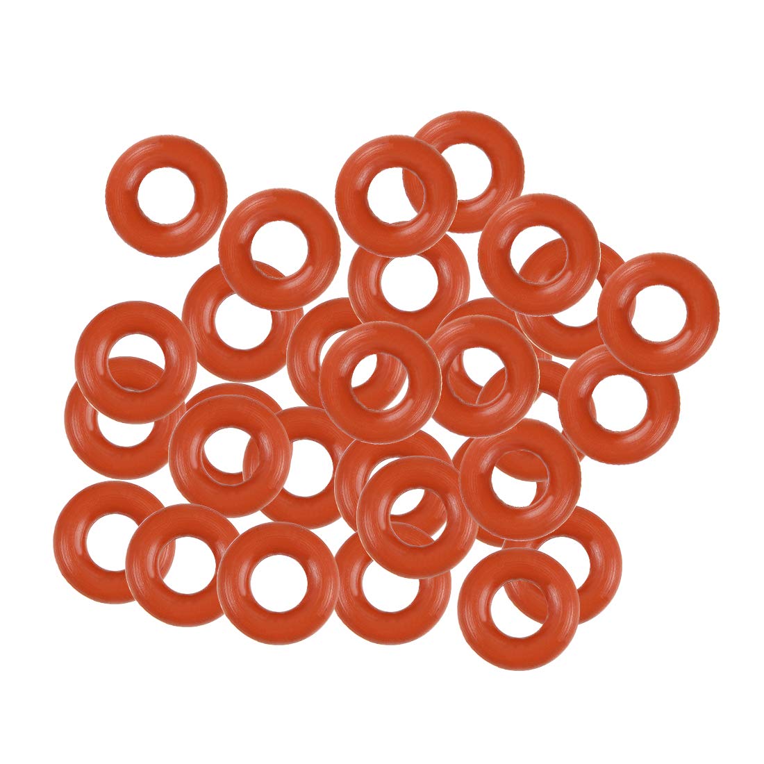 Silicone O-Ring, 5.5mm OD, 2.5mm ID, 1.5mm Width, VMQ Seal Rings Gasket, Red, Pack of 30