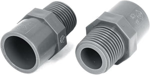 2PCS 20mm Male Threaded PVC Straight Water Hose Piping Connectors Coupler Gray