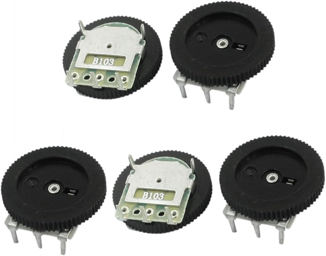 5Pcs 16mmx2mm 10K ohm Stereo Volume Control Wheel Potentiometer B103