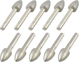 10 Pcs 6mm x 12mm Taper Nose Buffing Bits Diamond Mounted Points File