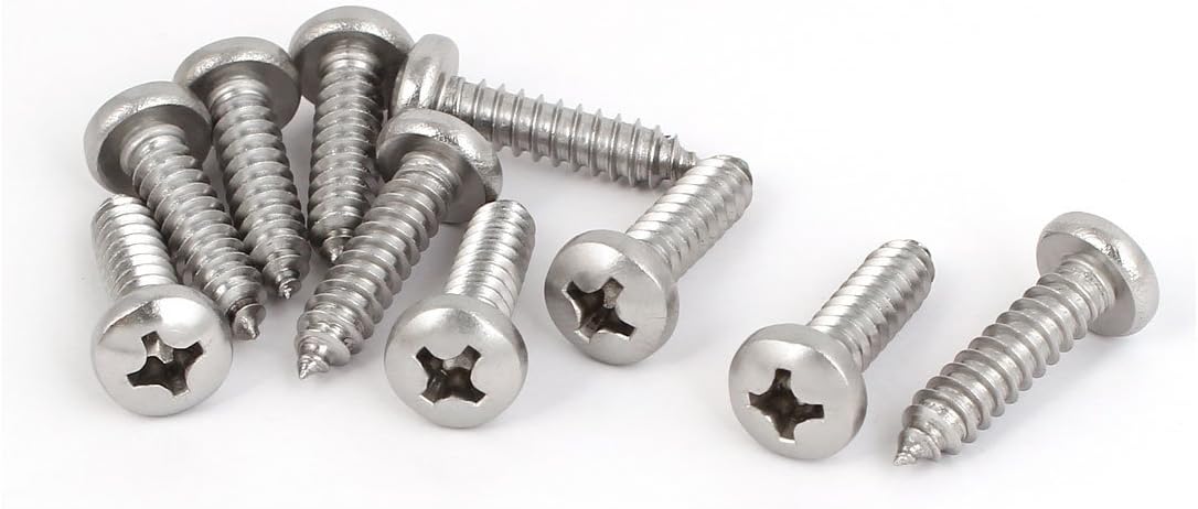 M6.3x25mm 316 Stainless Steel Phillips Drive Pan Head Self Tapping Screws 10pcs