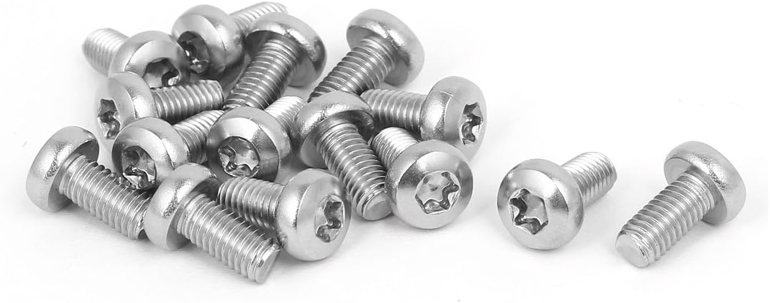 M5 x 10mm 316 Stainless Steel Round Torx Head Machine Screw Silver Tone 15pcs