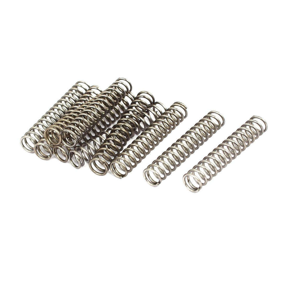 Compression Spring,304 Stainless Steel,8mm OD,1mm Wire Size,45mm Free Length,Silver Tone,10Pcs