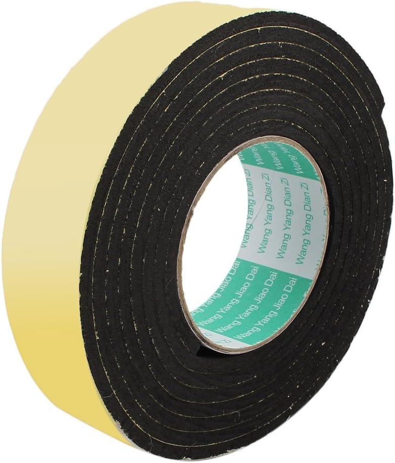 3Meter 40mm x 5mm Single-side Adhesive Shockproof Sponge Foam Tape for Door Window Yellow Black