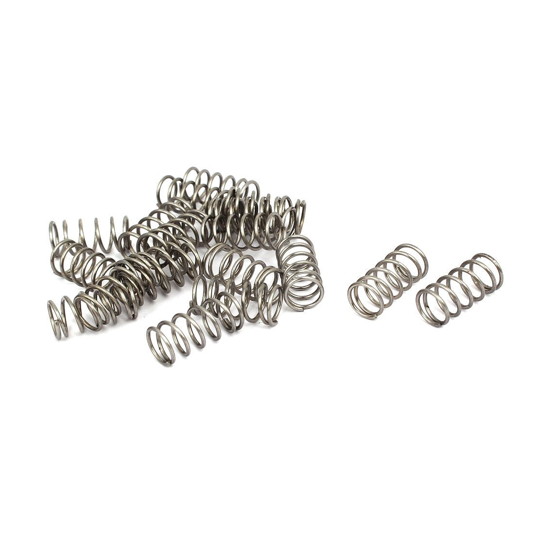 Compression Spring,304 Stainless Steel,10mm OD,1mm Wire Size,20mm Free Length,Silver Tone,20Pcs