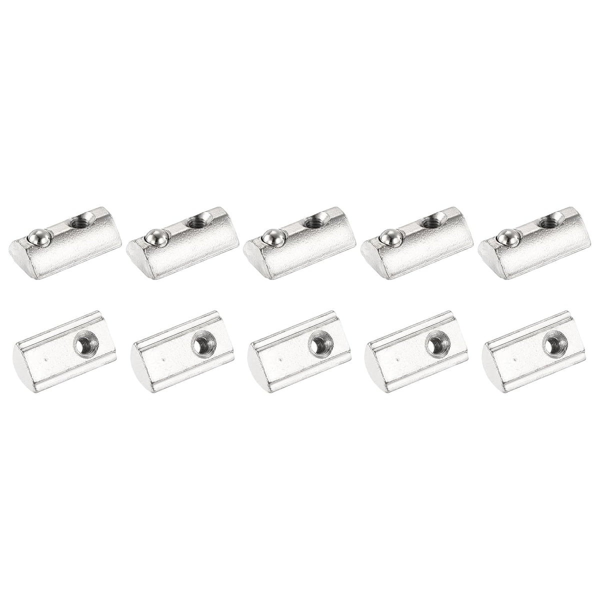 10Pcs M4 T Spring Nut Fastener Carbon Steel Nickel Plated Half Round Roll in Spring T Slot Nut for T-Slot Aluminum Profile 3D Printer, CNC Router 3030 Series