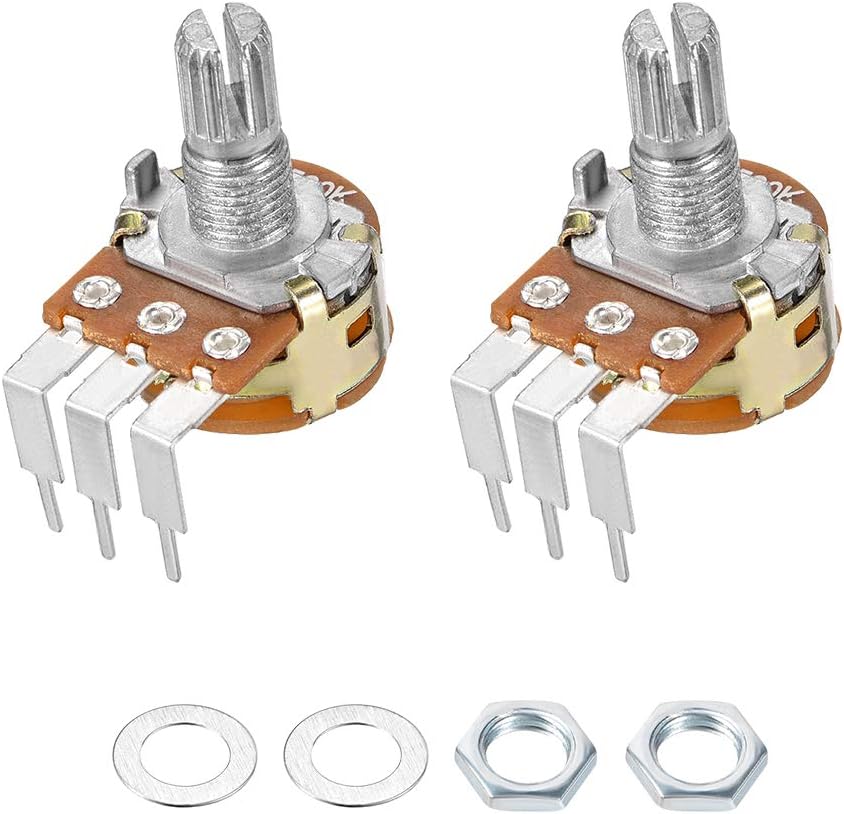 WH148 Potentiometer with Switch 500K Ohm Variable Resistors Single Turn Rotary Carbon Film Taper 2pcs