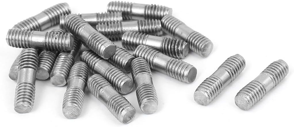 M6x20mm 304 Stainless Steel Double End Threaded Stud Screw Bolt 20pcs