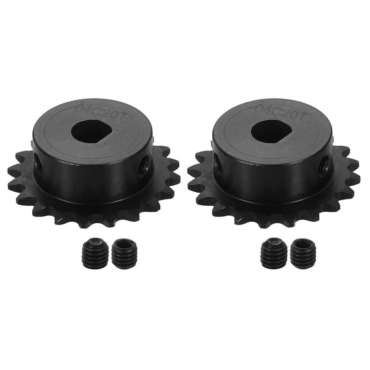 2 Pcs #25 Chain Roller Sprocket 10 x 9mm Bore, 1/4" Pitch 20 Tooth C45 Carbon Steel ANSI #25 Roller Sprocket with Set Screws for ISO 04C Chain