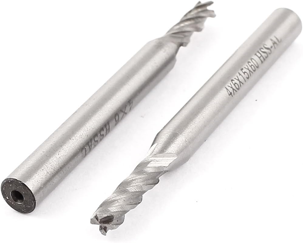 4mm Cutting Dia. 4 Flutes Straight Shank End Mill Cutter CNC Bits 2pcs