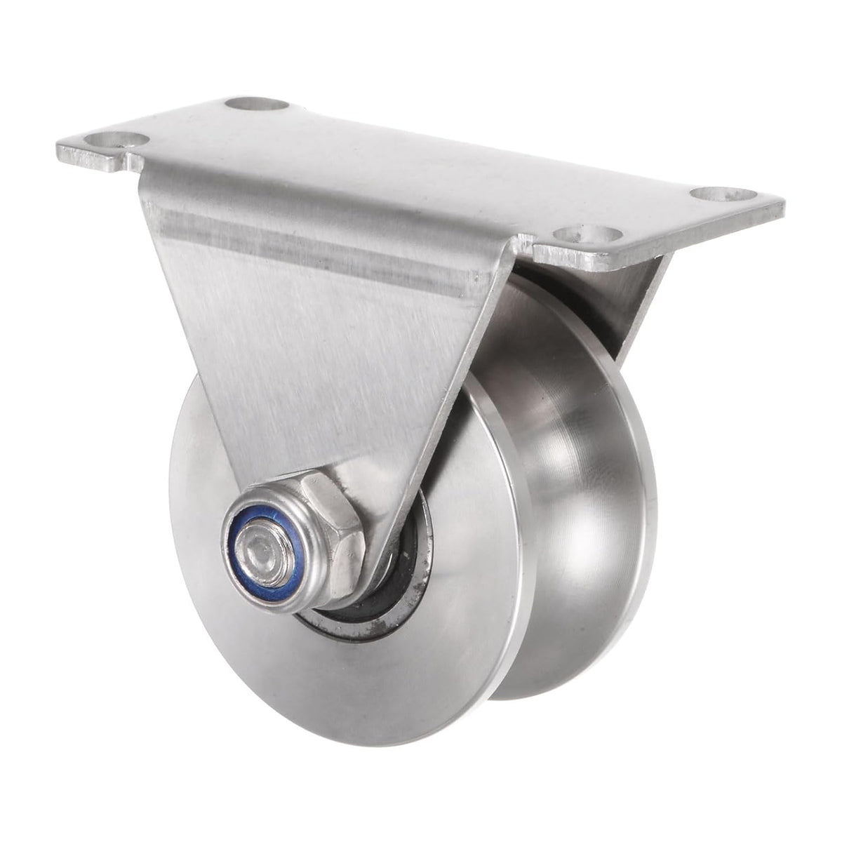 1pcs U Groove Track Wheel, 2.28" 201 Stainless Steel Sliding Gate Double Bearing Rollers with Bracket for Inverted Track, Industrial Machines