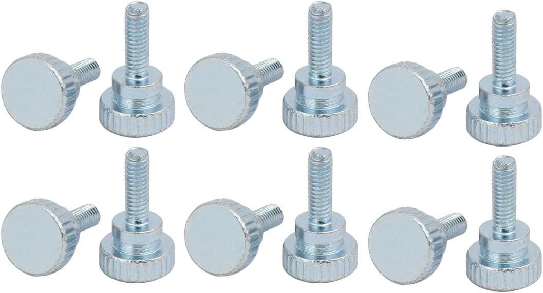 M4x12mm Carbon Steel Flat Knurled Head Fully Threaded Thumb Screw Bolt 12pcs