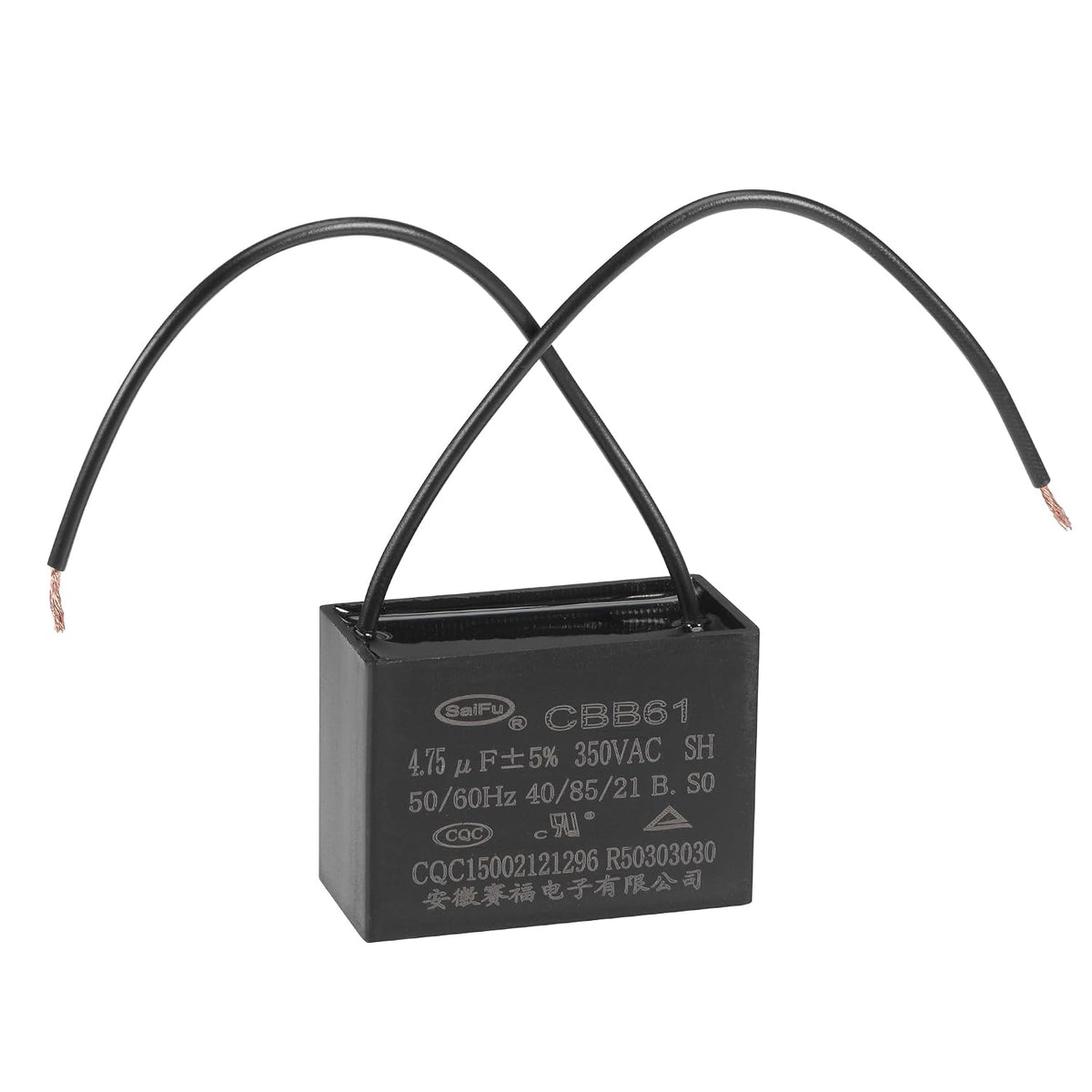 Ceiling Fan Capacitor CBB61 4.75uF 350V AC 2 Wires Metallized Polypropylene Film Capacitor 47x34x22mm for Electric Fan Pump Motor Generator