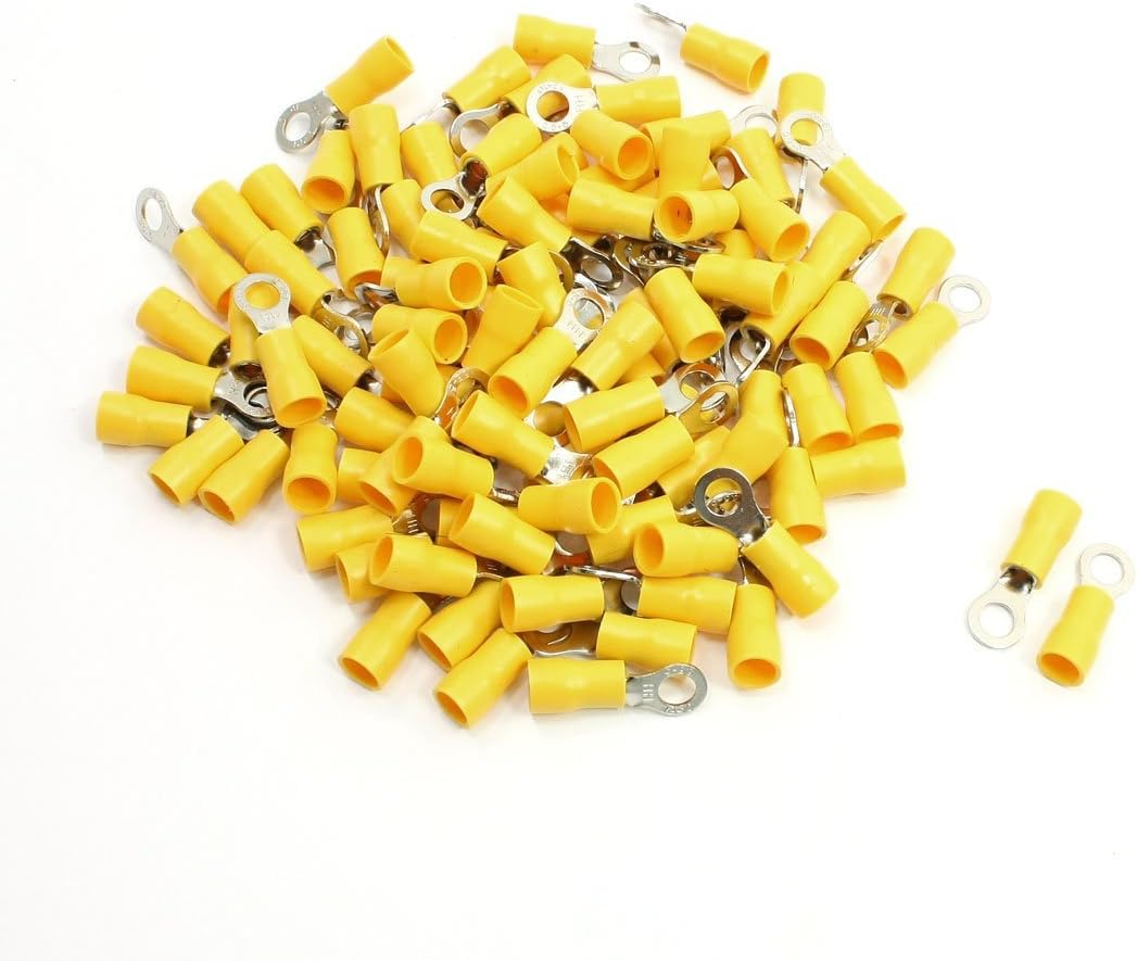 100 x RV5.5-5 Pre Insulated Ring Terminals AWG 12-10 Wire #10 Stud